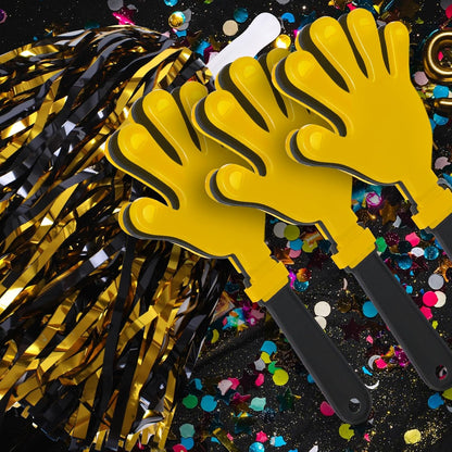48 Pcs Cheerleading Pom Poms and Hand Clappers Noisemakers Set for Team Spirit Items Sporting Events Football Baseball Cheering Essentials Party Favors Dance（Yellow and Black）