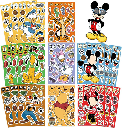 24 Sheets Cool Monster Sticker Cute Cartoon Charaters Make Your Own Sticker, Make a Face Stickers Party Favors Activities Gifts (c)