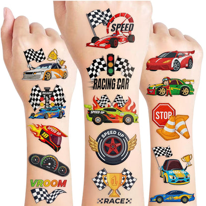 96PCS Racing Car Temporary Tattoos Stickers - Sport Racing Car Birthday Party Favors Themed Birthday Party Decorations Accessories Supplies Gift Idea For Kids Teens Adult Classroom Prizes Rewards