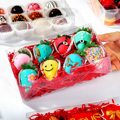 50 PCS 8x5x2 Inch Bakery Boxes with Window for Chocolate Covered Strawberries, Cookies, Cakesickle, Browines, Donut &More