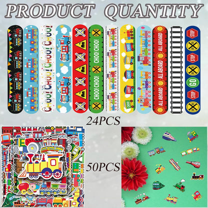 CZWXOXO 74 Pcs Racing Theme Party Favors 24 Pcs Slap Bracelets 50 Pcs Stickers Racing Birthday Party Decorations，Classroom Rewards Supplies