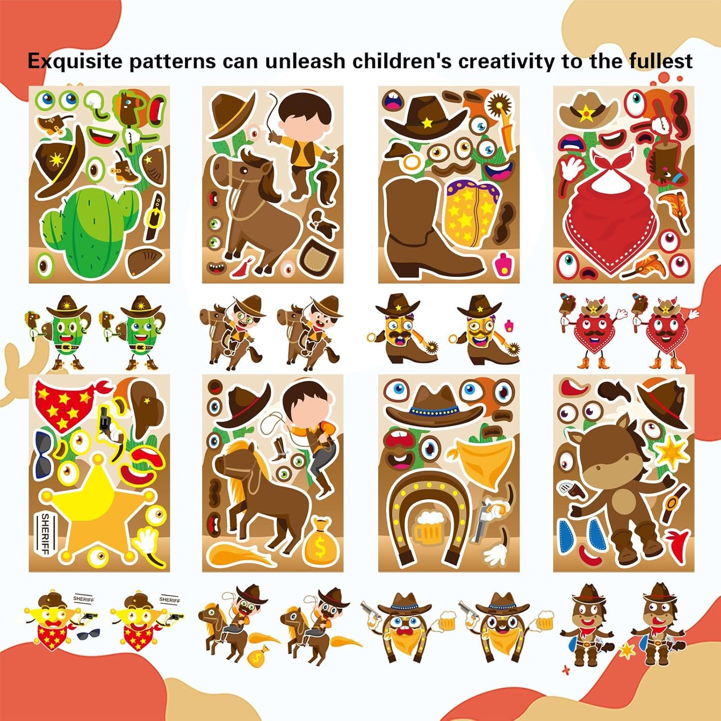 24 PCS Fairy Stickers for Kids, Make a Face Sticker with 8 Unique Designs Fairy, Frog, Mushroom, Make Your Own Stickers for Girls Birthday Party Favors, Goodie Bags, DIY Crafts