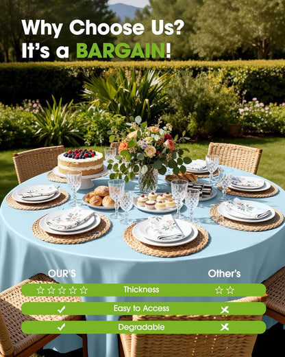 Pureegg Plastic Table Cloth Disposable 8 Pack, 54 x 108 Inch Table Cloths, Party, Picnic, Wedding, Decorative Tablecloths, Rectangle, White Plastic Cover, Leakproof & Sturdy, White