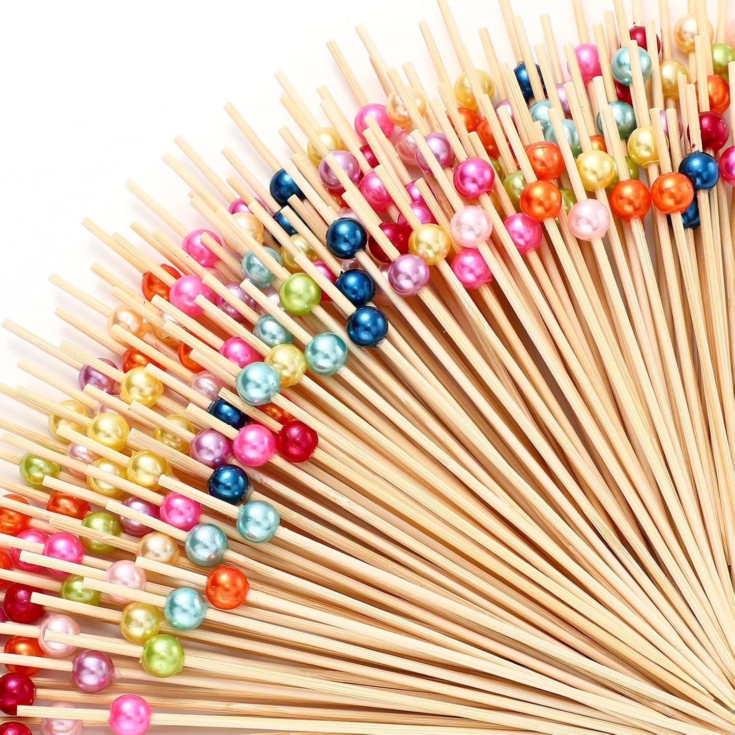 Reallnaive 600 Pcs Cocktail Pick Pearl Fancy Toothpick for Appetizer 4.7 Inch Long Skewer for Drink Fruit Food Bamboo Stick Wedding Bridal Shower Decoration Charcuterie Accessories (White)