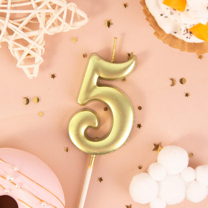 PHD CAKE 2.76 Inch Elegant Gold 1 Number Birthday Candles, Gold Number Candles, Cake Number Candles, Party Celebration