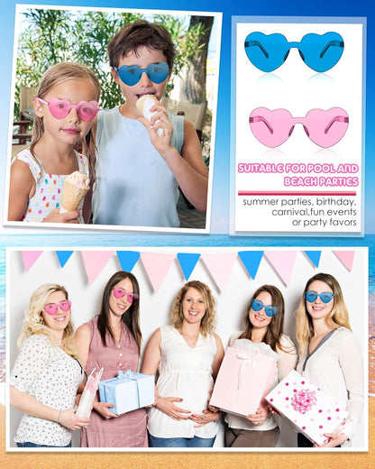 Frienda 8 Pairs Heart Shaped Sunglasses for Women Rimless Heart Glasses Candy Color Sunglasses for Party Favor