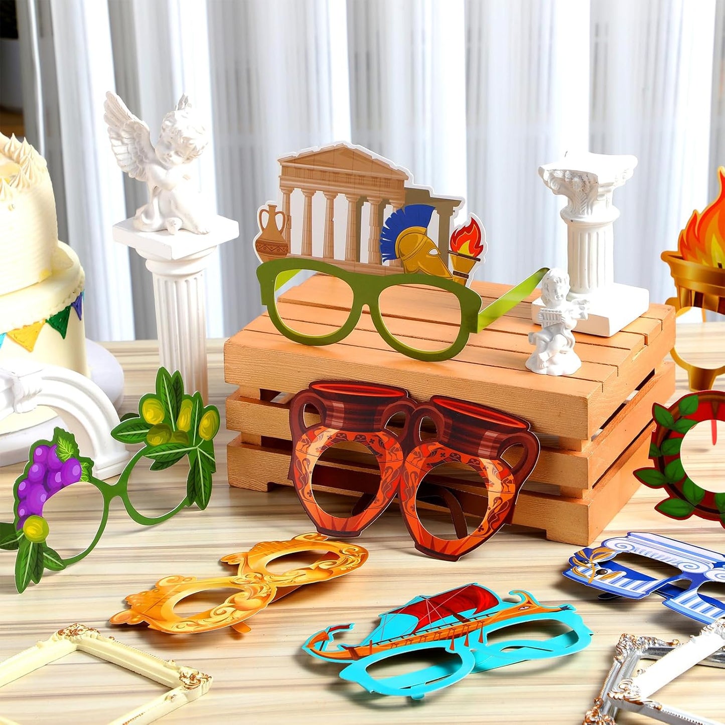 32 Pcs Spa Party Favors Paper Glasses Makeup Paper Eyeglasses Frames Spa Photo Booth Props Selfie Props for Makeup Birthday Party Decorations