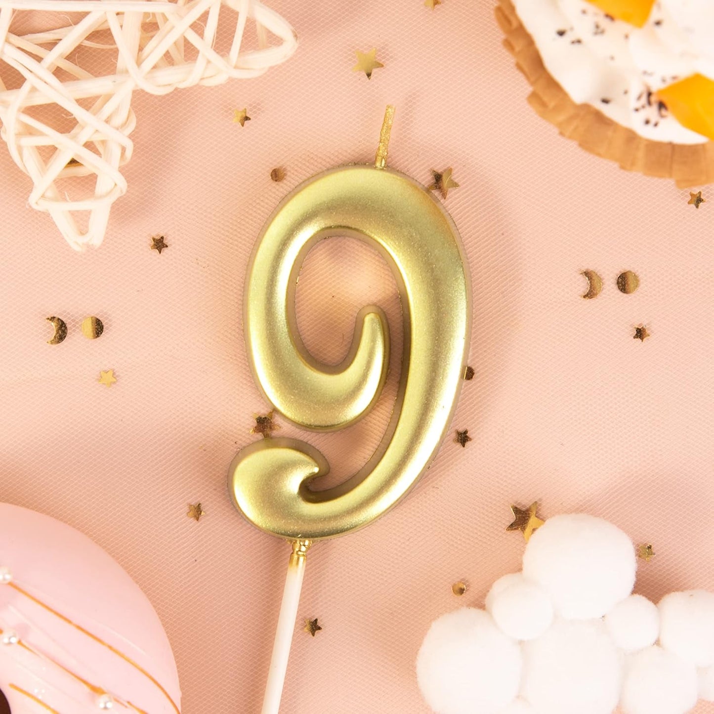 PHD CAKE 2.76 Inch Elegant Gold 1 Number Birthday Candles, Gold Number Candles, Cake Number Candles, Party Celebration