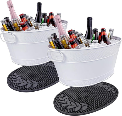BREKX Galvanized Beverage Tub for Parties, Oval Drink Bucket with Handles, Colt Copper Finish Wine Cooler Bucket for Home Bar (15-Quarts, 16-Bottles), Long-Lasting for Years of Celebrations