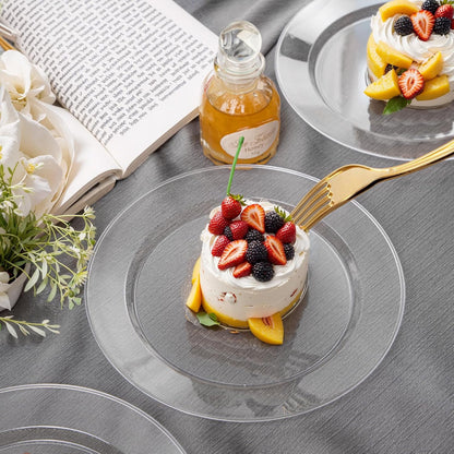 FLOWERCAT 60PCS White Plastic Plates - Heavy Duty White Disposable Plates for Mother's Day/Birthday Party/Wedding -serve for 30 guests Include 30PCS 10.25" & 30PCS 7.5" Plates for Party