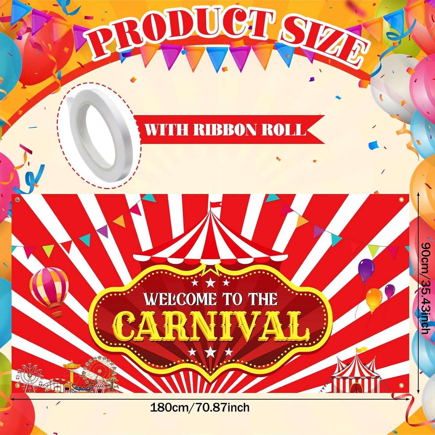 Teenyyou Welcome to the Carnival Banner Carnival Decorations Circus Party Supplies Backdrop for Circus Theme Party Decorations Birthday, 71 x 35 Inch