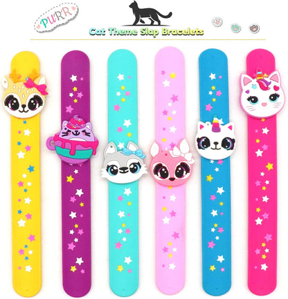 Cat Slap Bracelets for party- Silicone Wristbands Adjustable Party Favors, Classroom Prizes, Carnival Games - Birthday Gifts for Adults(6Pack)-LOCHSOEL