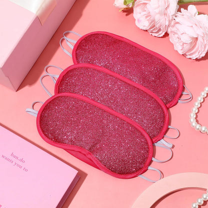 Chicingyou 12 Pcs Glitter Eye Mask Bulk Sleep Masks Eye Cover for Party Gifts Blindfold with Adjustable Elastic Strap for Bachelorette Party Supplies Women Men(Hot Pink)