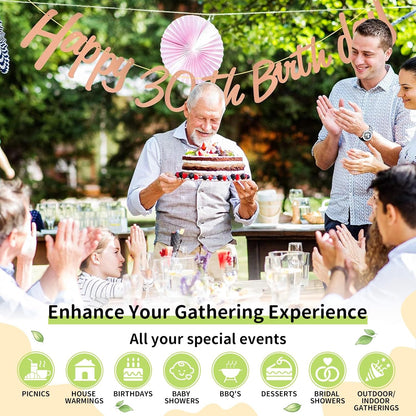 LANLISA 50 Pcs Pink Paper Plates Disposable, 25-9" & 25-7" Disposable Birthday Cake Dessert Plates For Valentines Day, Baby Shower, Easter Party, Mothers Day Party Supplies