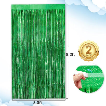 Black Fringe Curtain Party Streamers 2Pack 3.3x8.3 Ft Foil Fringe Backdrop Curtains for Birthday Wedding Bridal Baby Shower Halloween Decor Tinsel Streamers Black Party Decorations Door Streamers