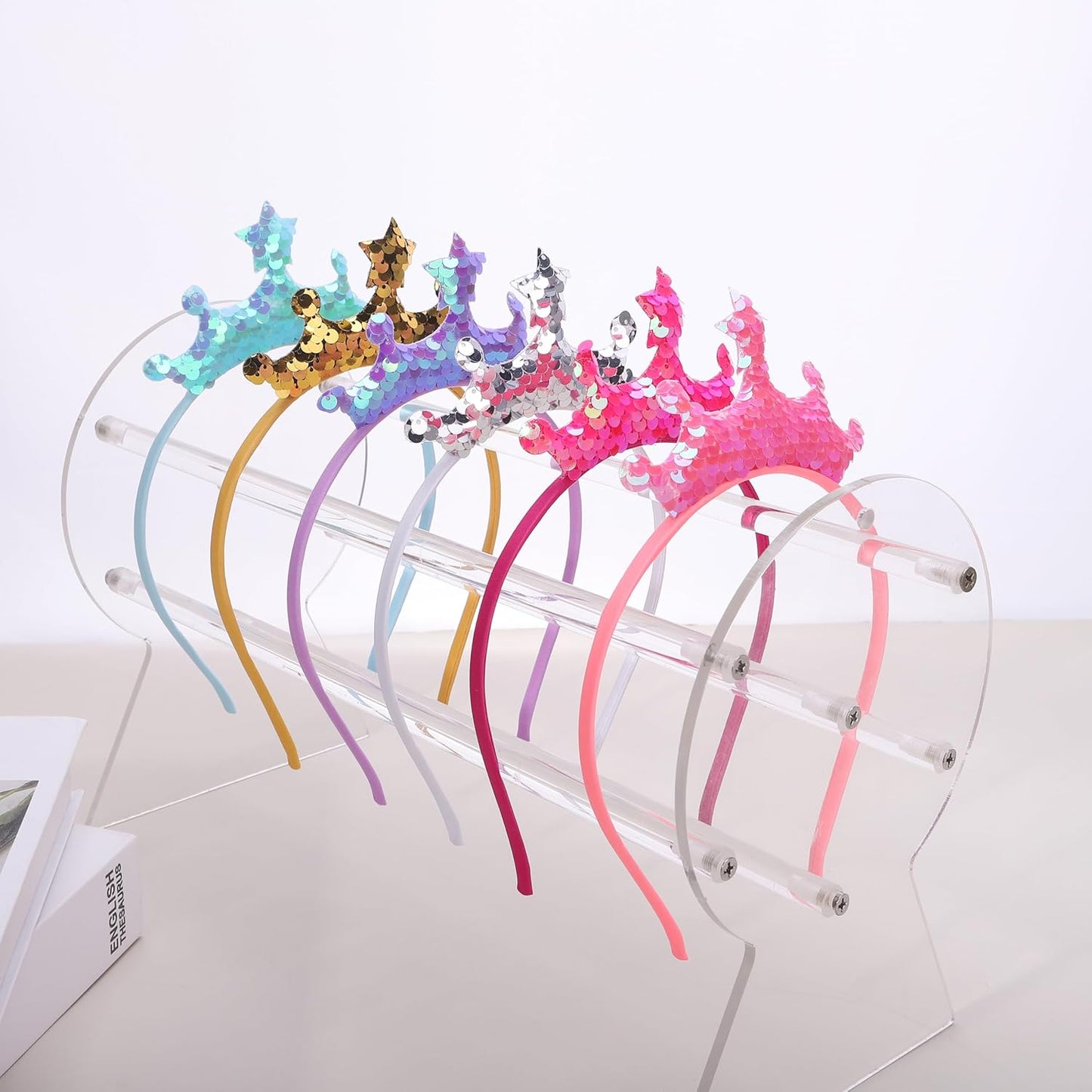 6Pcs Princess Tiara Crown Headband,Glitter Birthday Party Headbands for Women, Fairy Costume Head Band Hair Accessories