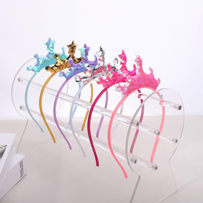 6Pcs Princess Tiara Crown Headband,Glitter Birthday Party Headbands for Women, Fairy Costume Head Band Hair Accessories