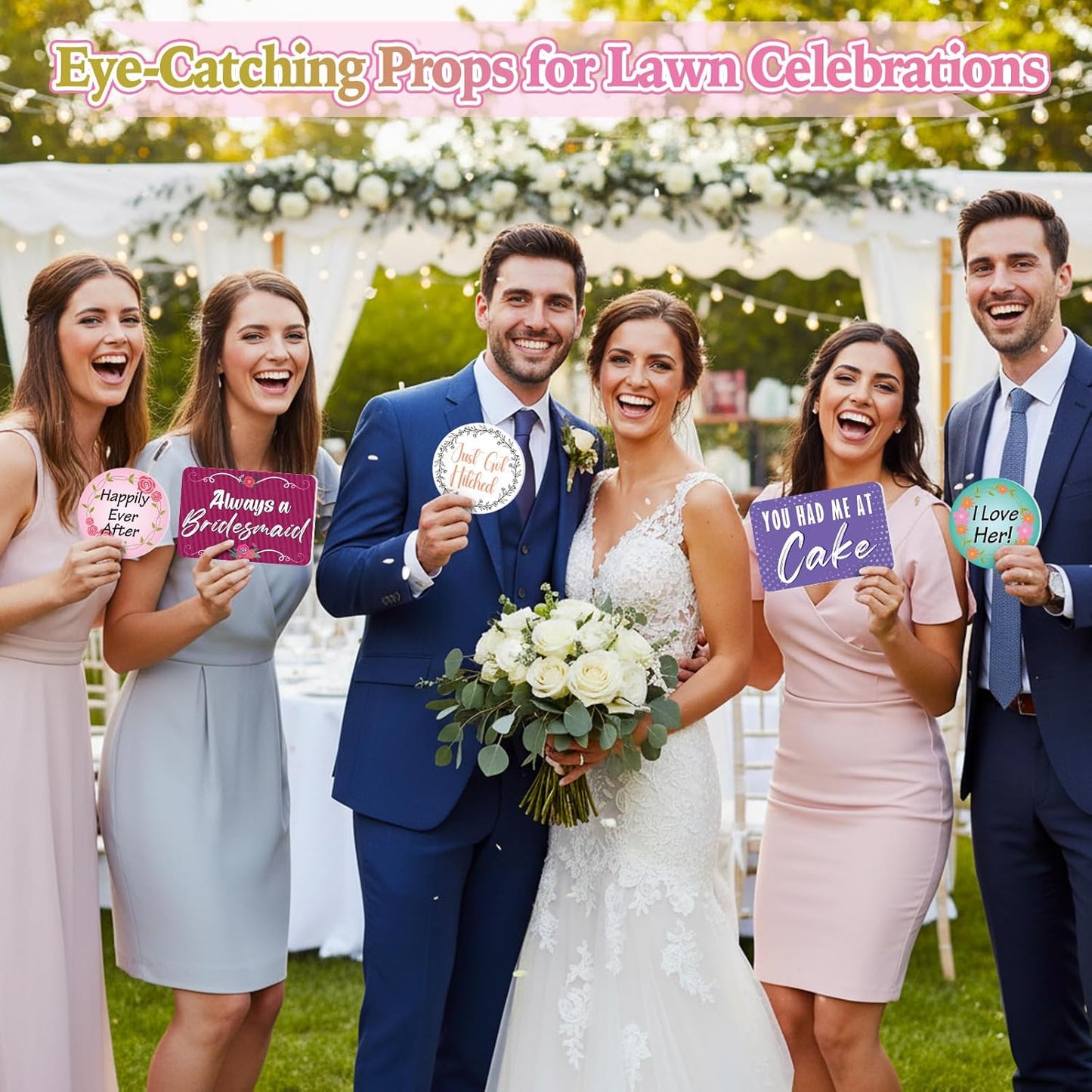 Beeveer 24 Design Wedding Arrow Photo Booth Props Selfie Props Kit with Double Sided Count PVC Photo Booth for Wedding Party Decorations Bridal Shower Engagement Supplies