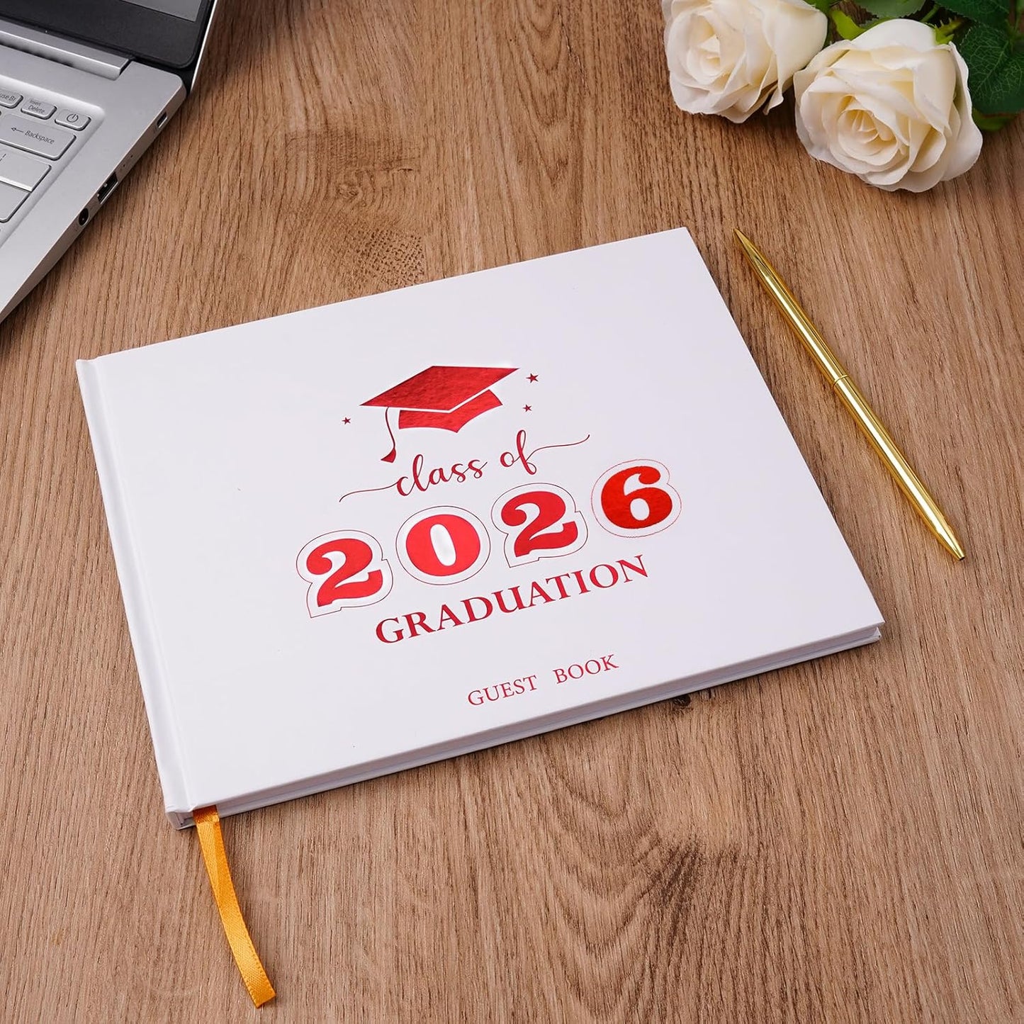 Graduation Guest Book, Class of 2026 Graduation Guest Book with Pen, Hardcover Guest Sign in Book, Memory Scrapbook, Graduation Decorations, Grad Party Supplies for High School，College (Blue)
