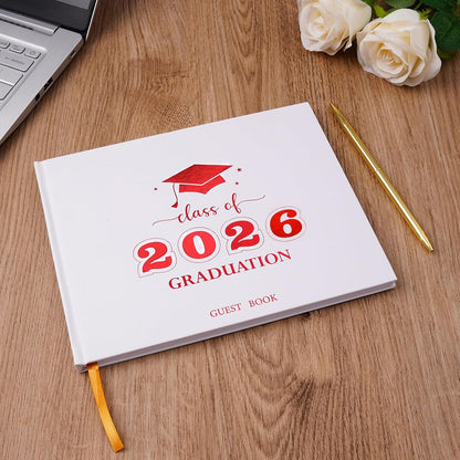 Graduation Guest Book, Class of 2026 Graduation Guest Book with Pen, Hardcover Guest Sign in Book, Memory Scrapbook, Graduation Decorations, Grad Party Supplies for High School，College (Blue)
