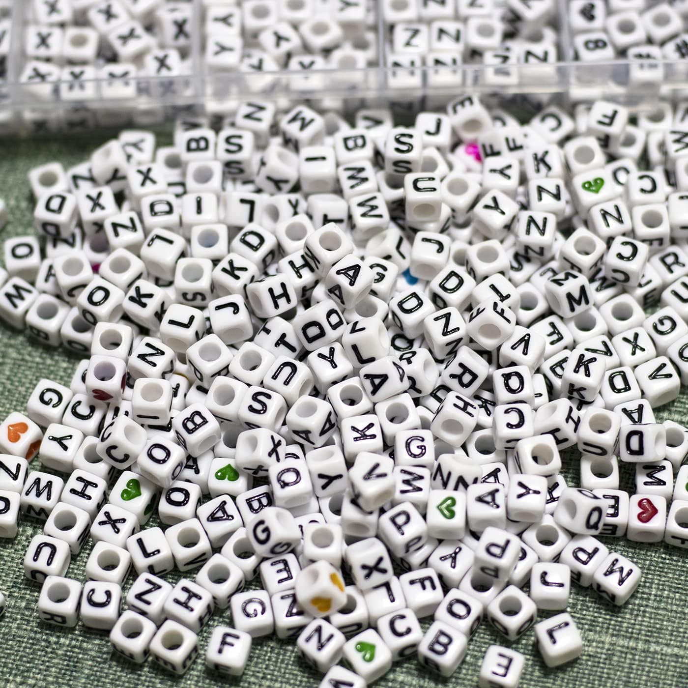 Melius 1450Pcs Acrylic Glow Letter Beads, Alphabetical Glowing in The Dark Beads in 28 Grid Box for Jewelry Making, DIY Bracelets, Necklaces, Key Chains (Glowing, 4x7mm)