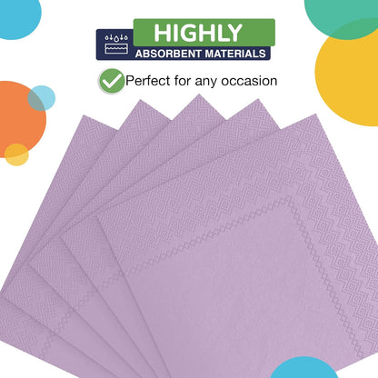Party Solids Purple Paper Napkins Disposable Everyday 50 Pcs 2 Ply Purple Dinner Napkins Paper Everyday For Parties & Party Supplies