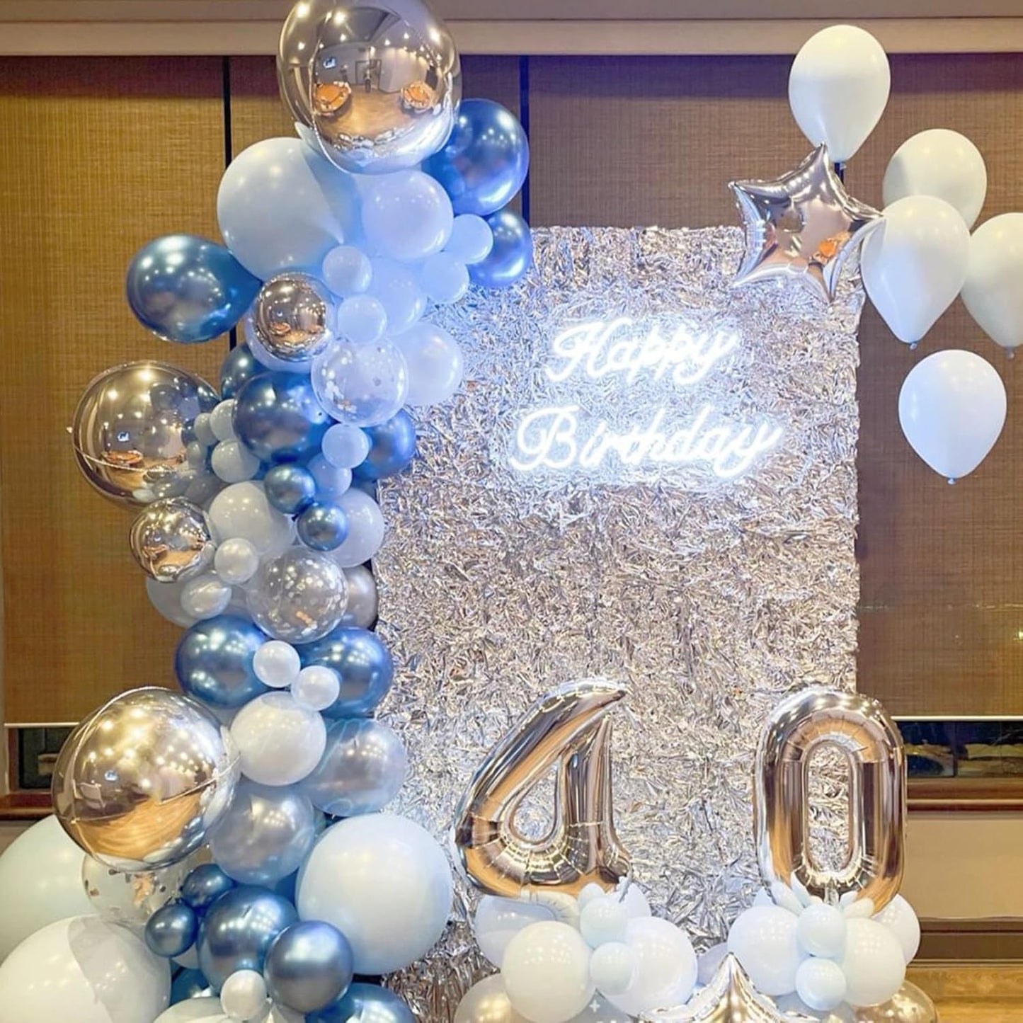 60 Pcs Blue and Silver Balloons, Navy Royal Blue Silver Party Balloons with Metallic Confetti Helium Latex Balloons for Birthday Baby Showers Fathers Day 2025 Graduation Decoration