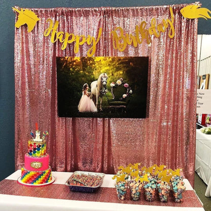 Poise3EHome Black Sequin Backdrop Curtains, 2 Panels 2FTx8FT Glitter Photo Booth Backdrop for Halloween Birthday Bachelorette Wednesday Twilight Party Decorations
