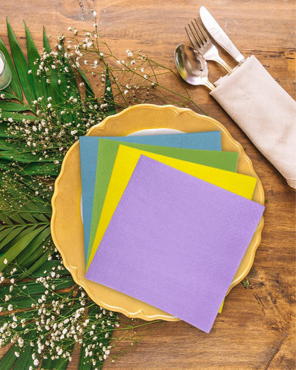 24 colors Cocktail Napkins 5 * 5inch disposable Beverage Napkin paper for Cocktail, Wedding, Dinner，Brithday Party Dessert Wine Paper Napkins（ 120 Count）