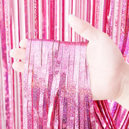 Voircoloria 3 Pack 3.3x8.2 Feet Gold Foil Fringe Backdrop Curtains, Tinsel Streamers, Fringe Backdrop for 2025 New Years Eve, Graduation, Birthday, Baby Shower, Gender Reveal, Disco Party - Colors B