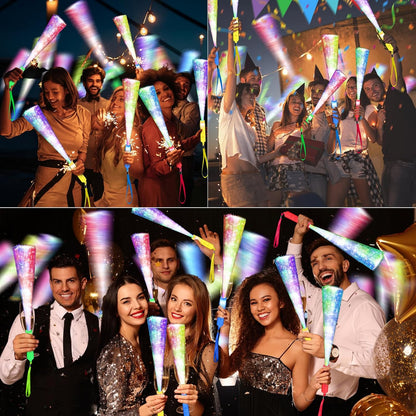 SHQDD 28 PCS Glow Fiber Wands Sticks, LED Light Wands, Glow in The Dark Party Supplies, Fiber Optic Wands, LED Flashing Sticks, Fiber Optic Light Wand Stick for July 4th Party, Wedding, Halloween