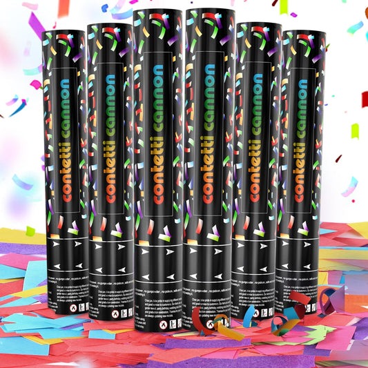 6 Pack Biodegradable Confetti Cannon Poppers, Confetti Shooter, Party Popper for Celebration, Birthday, Graduation, New Year's Eve Party