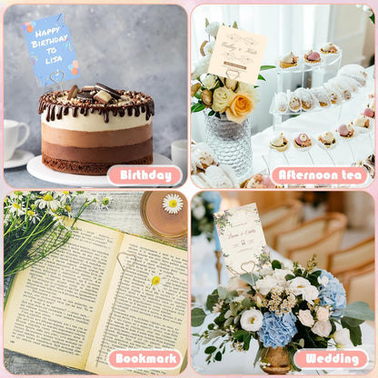 Picture Holders for Centerpieces,40Pcs Gift Card Holder Picks,Metal Photo Holders for Centerpieces,Sticks for Flower Bouquet Wedding Party Birthday (Round Shaped)