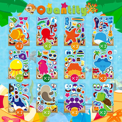 24 PCS Fairy Stickers for Kids, Make a Face Sticker with 8 Unique Designs Fairy, Frog, Mushroom, Make Your Own Stickers for Girls Birthday Party Favors, Goodie Bags, DIY Crafts
