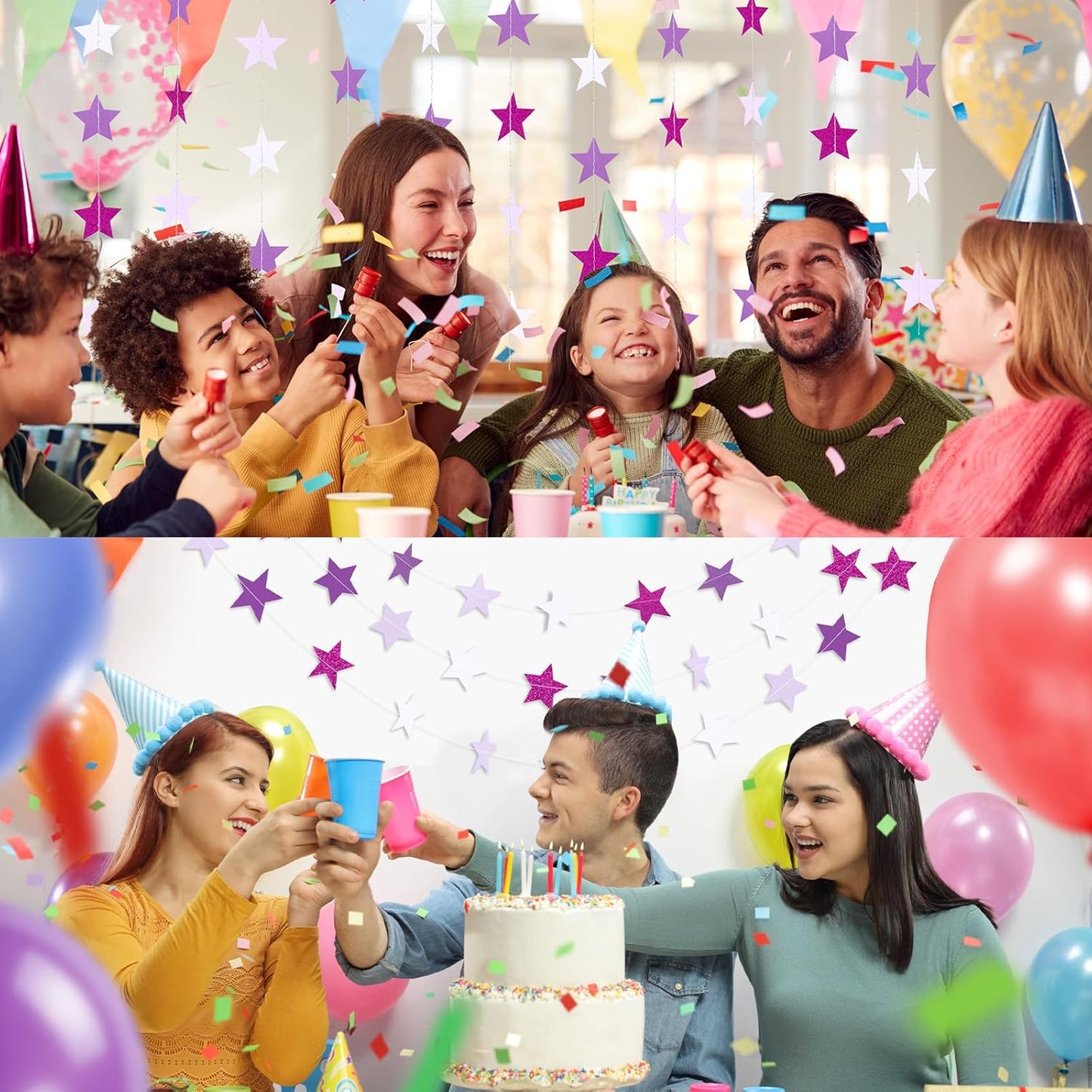 Patelai Glitter Star Garland Banner 2026 Graduation Decor 130 Feet Star Hanging Banner Twinkle Backdrop for Party Birthday Classroom Wedding Supplies(Gold)