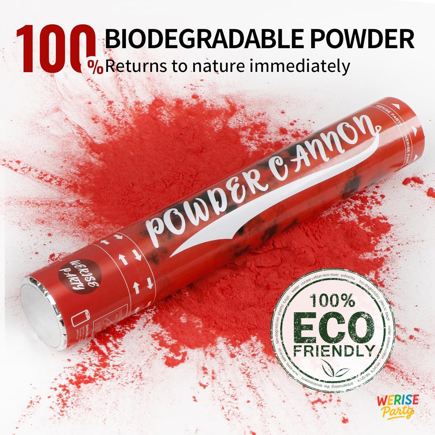 Red Powder Cannon Poppers, WERISE Party Biodegradable Smoke Poppers Cannon 12 Inch Powder Poppers for Birthday Party Valentines Day and Graduation 2 Pack