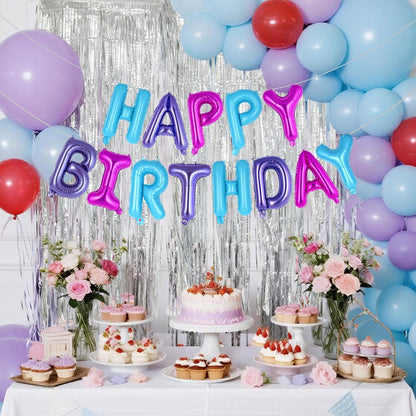 Happy Birthday Balloons Banner, Foil Balloon Personalized Name Letters Balloons Sign Birthday Party Decorations for Women Men Boys Girls Cream