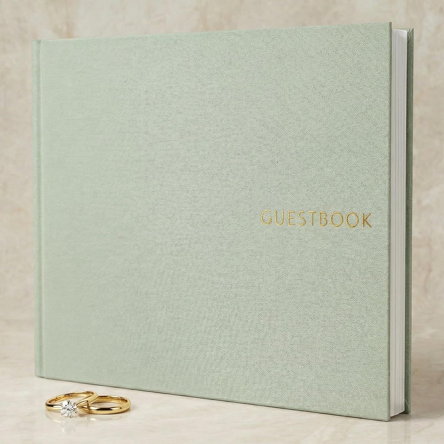 ZICOTO Beautiful Linen Wedding Guest Book for Your Wedding Reception - Simply Elegant Guestbook to Sign in and Add Polaroid Photos - The Perfect Baby Shower Guest Book and Addition to Your Big Day