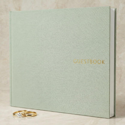 ZICOTO Beautiful Linen Wedding Guest Book for Your Wedding Reception - Simply Elegant Guestbook to Sign in and Add Polaroid Photos - The Perfect Baby Shower Guest Book and Addition to Your Big Day
