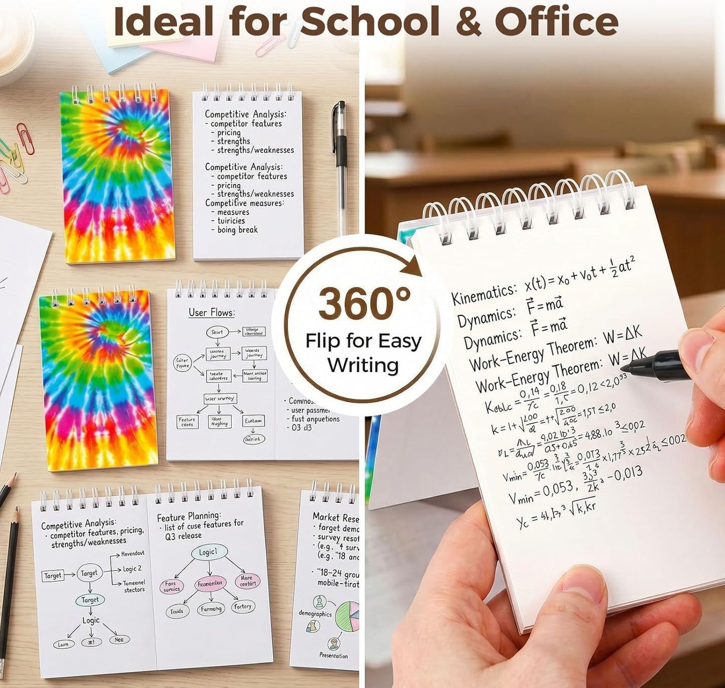 Koogel 24PCS Small Spiral Notebook, Blank Mini Pocket Journal Notebook for Kids Back to School, Tie Dye Style Journal Mini Memo Pads for Tie Dye Birthday Pastel Art Party Favors Gift Supplies