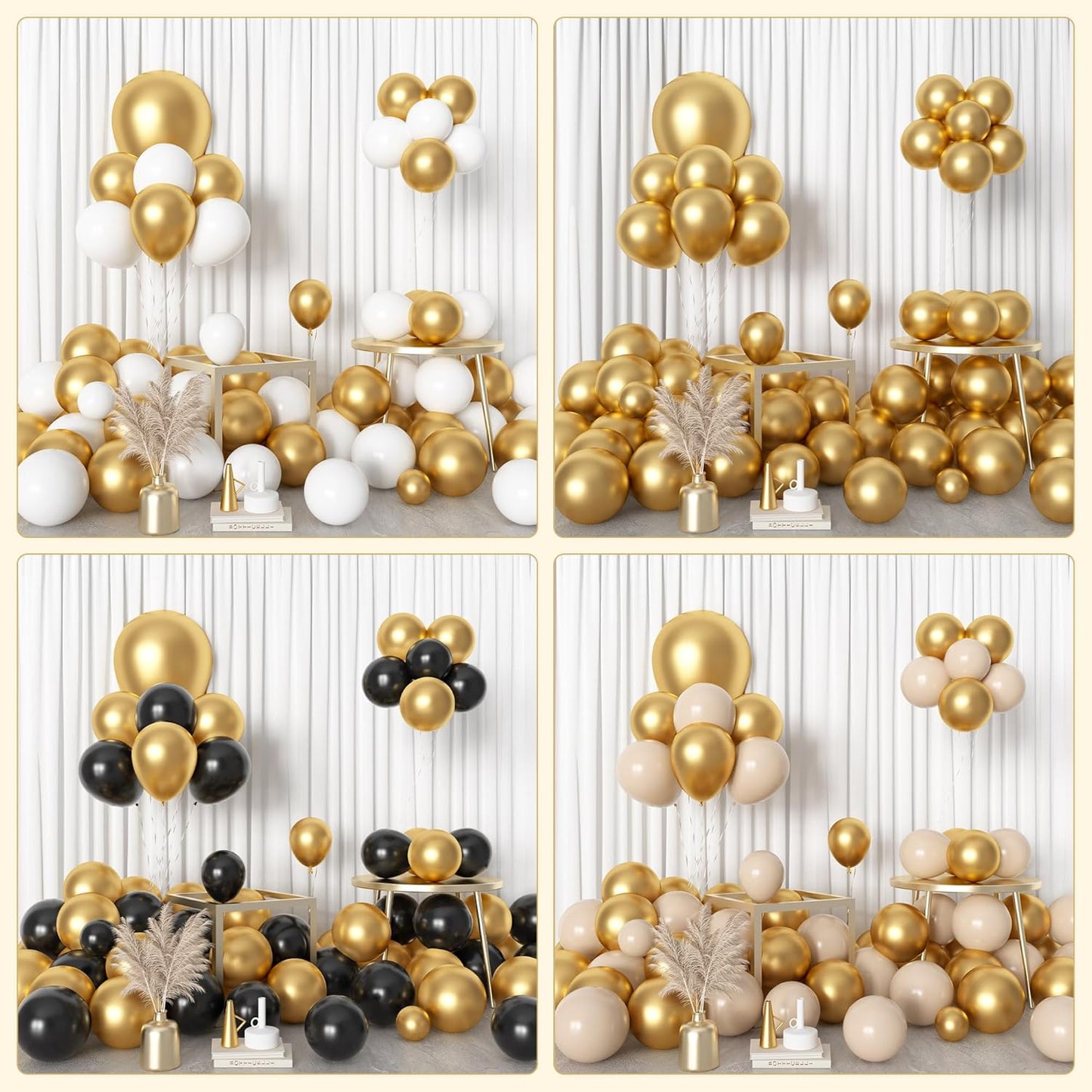 Amandir 153pcs White Sand Balloons Arch Garland Kit Different Sizes 18 12 10 5 Inch Cream Beige Sand White Latex Balloon for Birthday Boho Neutral Baby Shower Wedding Anniversary Party Decorations