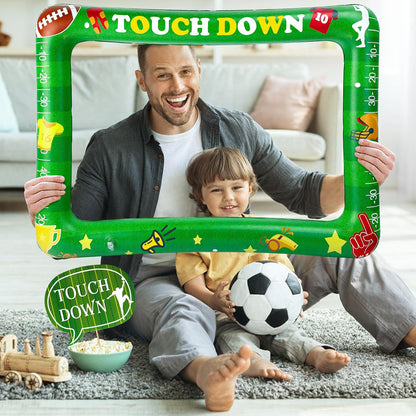 Watayo Inflatable Football Photo Prop Frame- Football Picture Frame Party Supply with 12 Pcs Booth Props DIY Kit- Sport Selfie Photo Frame for Sport Game Day Decorations & Photography Party Supplies