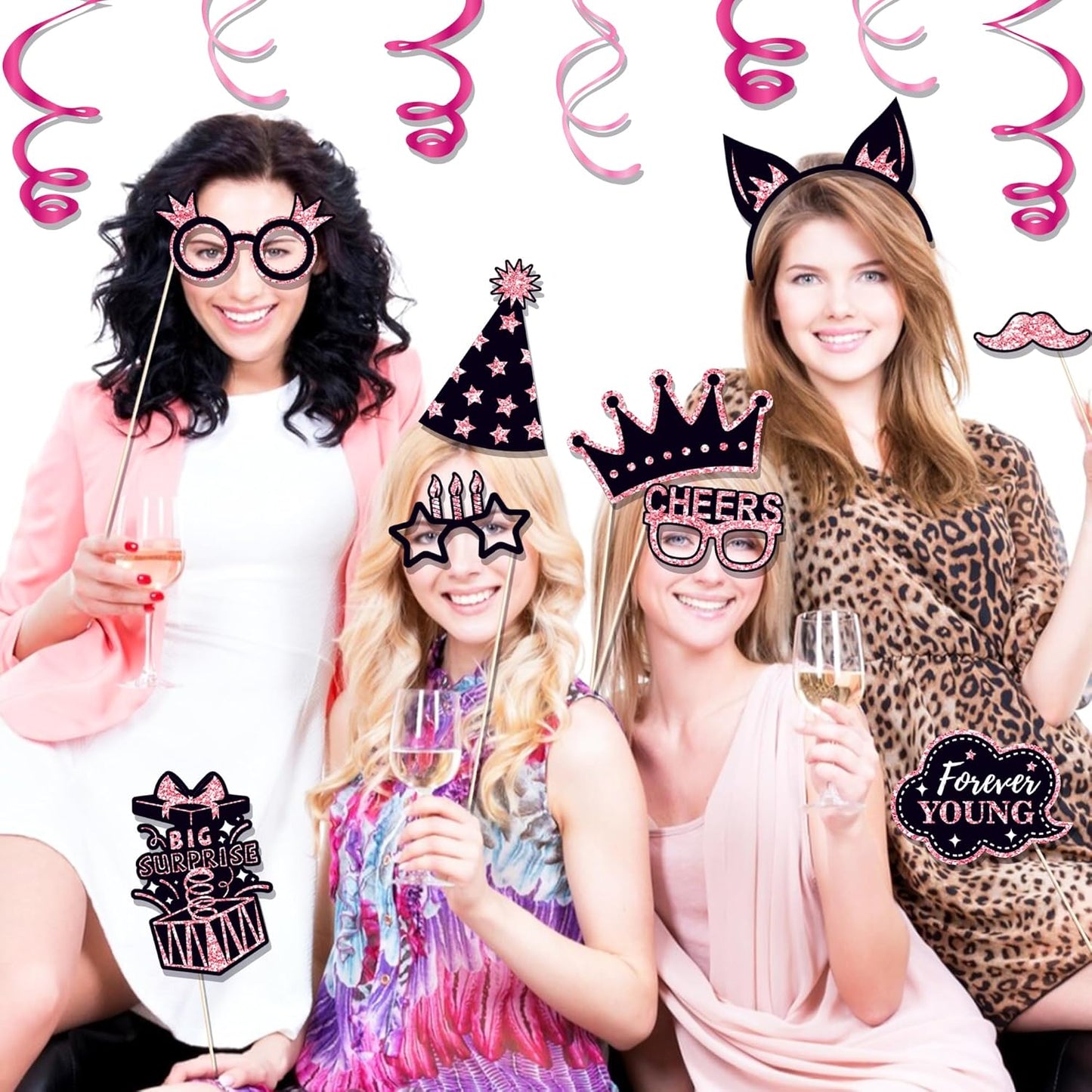36 PCS Birthday Photo Booth Props Party Supplies Holiday Picture Decorations Photo Booth Props for Birthday Party Favors Pose Sign Kit Fun for Party (Purple and Black)