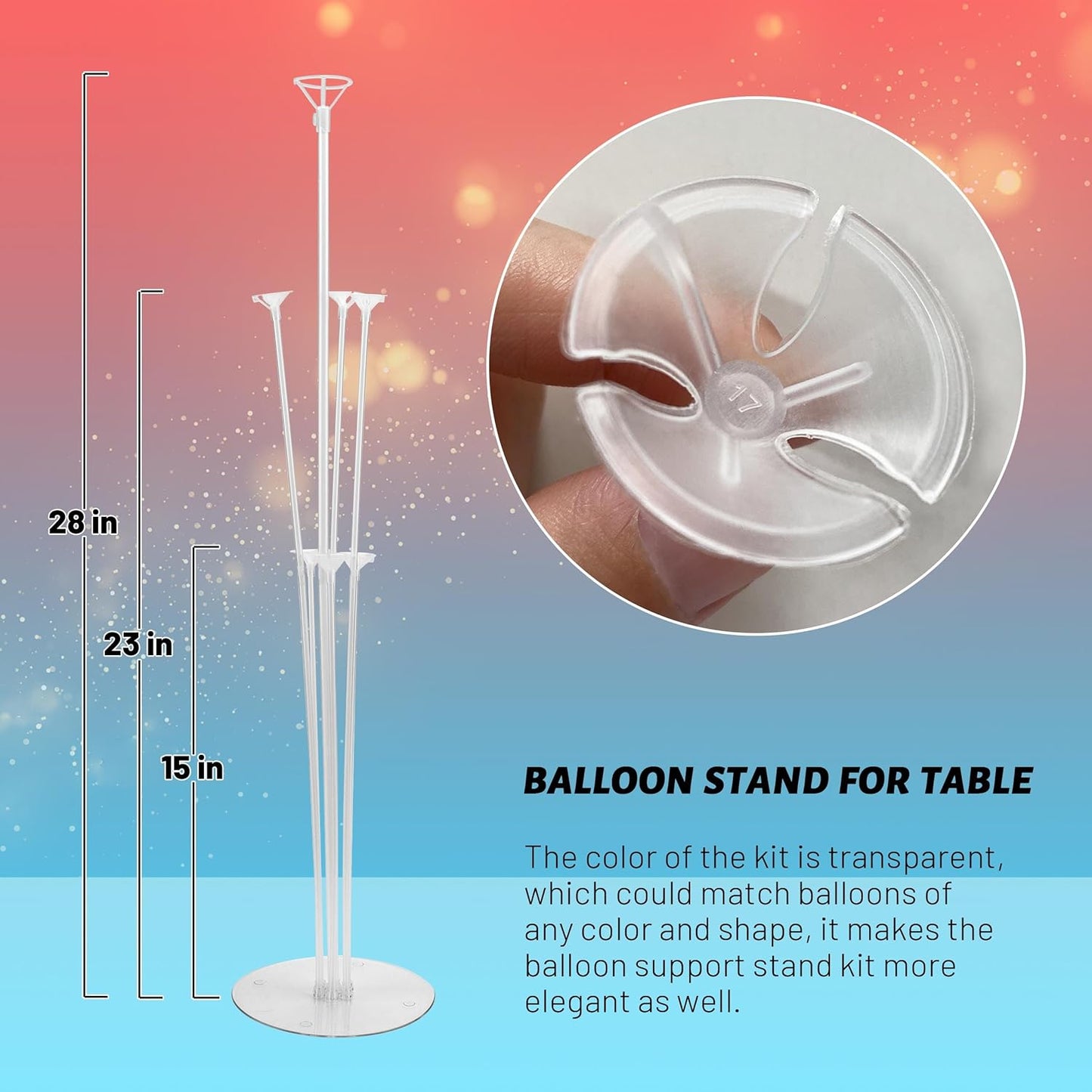 JOYYPOP 4 Sets Balloon Stand Kit For Table, Balloon Sticks with Base Birthday Graduation Party Decorations Wedding