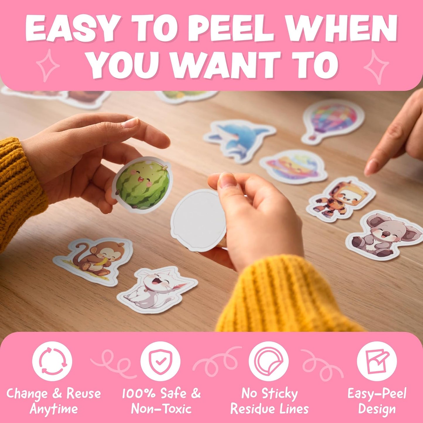 Cute Stickers for Kids - Kawaii Water Bottle Stickers for Teens - 108pc Sticker Pack - Waterproof Vinyl Stickers for Water Bottles, Scrapbook, Laptops, Etc.