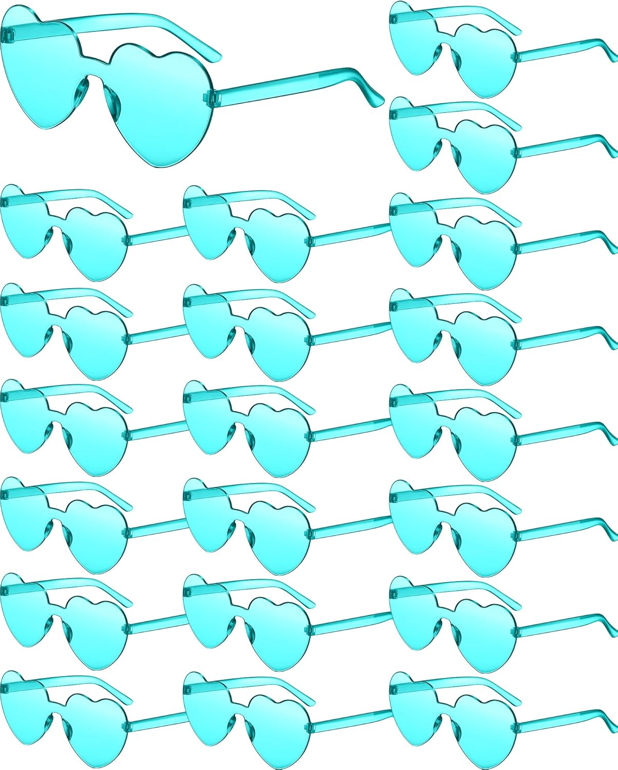 Frienda 20 Pairs Heart Shaped Sunglasses Rimless Candy Color Glasses for Women Men Party Favor