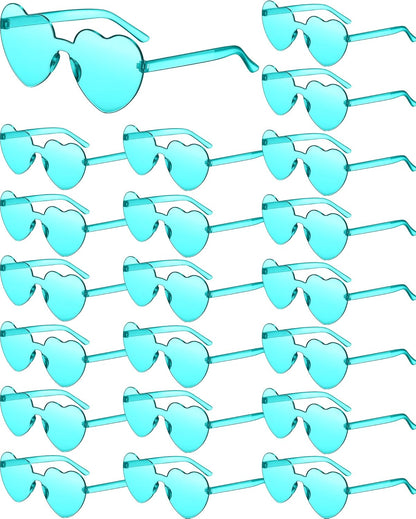 Frienda 20 Pairs Heart Shaped Sunglasses Rimless Candy Color Glasses for Women Men Party Favor
