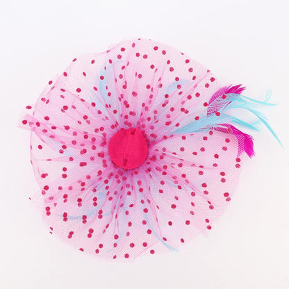 DRESHOW Fascinators Hat Flower Mesh Ribbons Feathers on a Headband and a Clip Tea Party Headwear for Girls and Women - Colors A