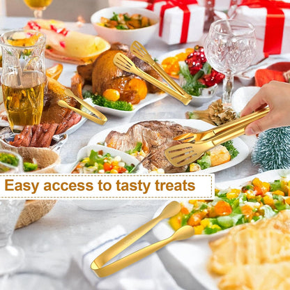 12pcs Gold Tongs for Serving Food, Small Tongs for Appetizers, Stainless Steel Buffet Tong Ice Tong for Appetizers, Tea Party, Coffee Bar, Kitchen Cooking Tools