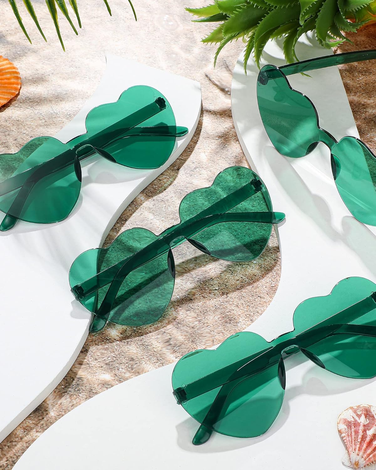 Photect 12 Pair Heart Shaped Sunglasses Neon Color Transparent Heart Glasses for Women Party Favor